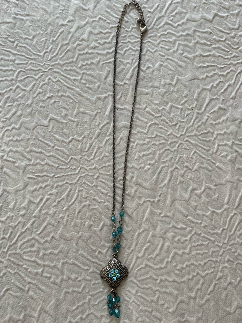 Teal Crystal Drop Pendant Necklace for Women